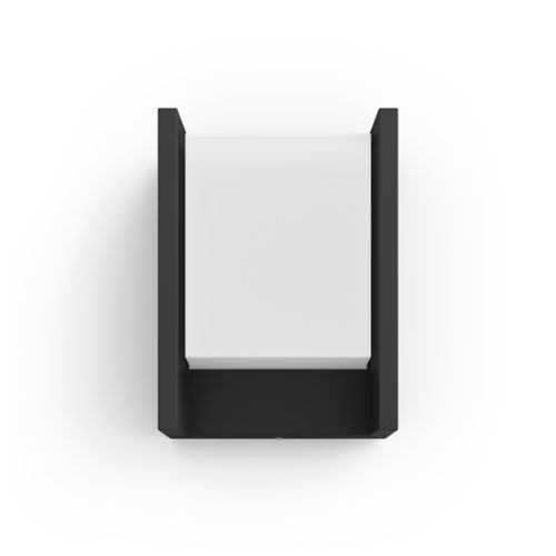 Rectangular wall light with a matte black frame and white panel, featuring a compact, geometric shape with no visible switches or ports.