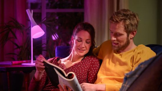 Direct light with angled table lamp