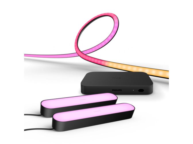 German:An image of product of the Set: 2x Play Lightbar schwarz + Play Gradient Lightstrip TV 65" + Hue Sync Box