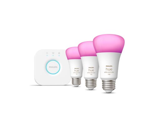 Hue White and Color Ambiance Trousse de démarrage : 3 ampoules intelligentes E26 (75 W)