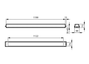 Dimension Drawing (without table) - RC455B 40S/940 MLO L1200 W100 B40 SC