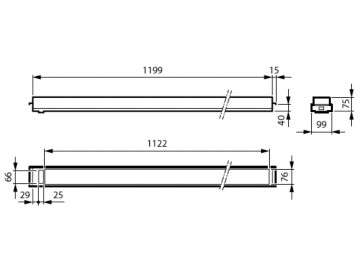 Dimension Drawing (without table) - RC455B 28S/TW9 MLO U4 L1200 W100 B40