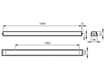 Dimension Drawing (without table) - RC455B 48S/940 MXO L1495 W100 B40
