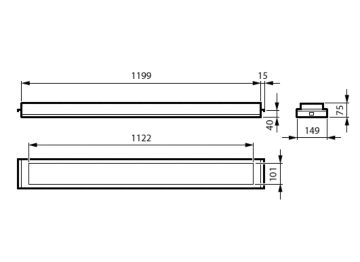 Dimension Drawing (without table) - RC455B 36S/940 MLO L1200 W150 B40