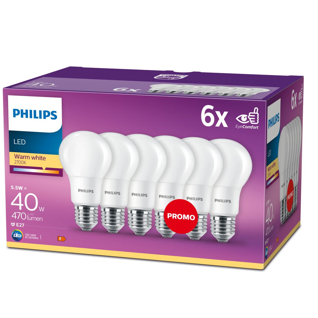 LED Bulb 40W A60S E27 x6 8718696586334 Philips