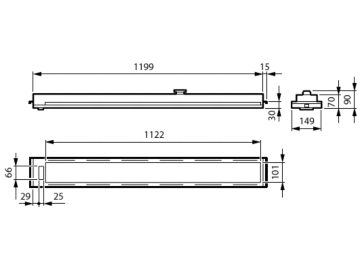 Dimension Drawing (without table) - RC453X 28S/UE840MXO9010 U4W3L1200W150B30