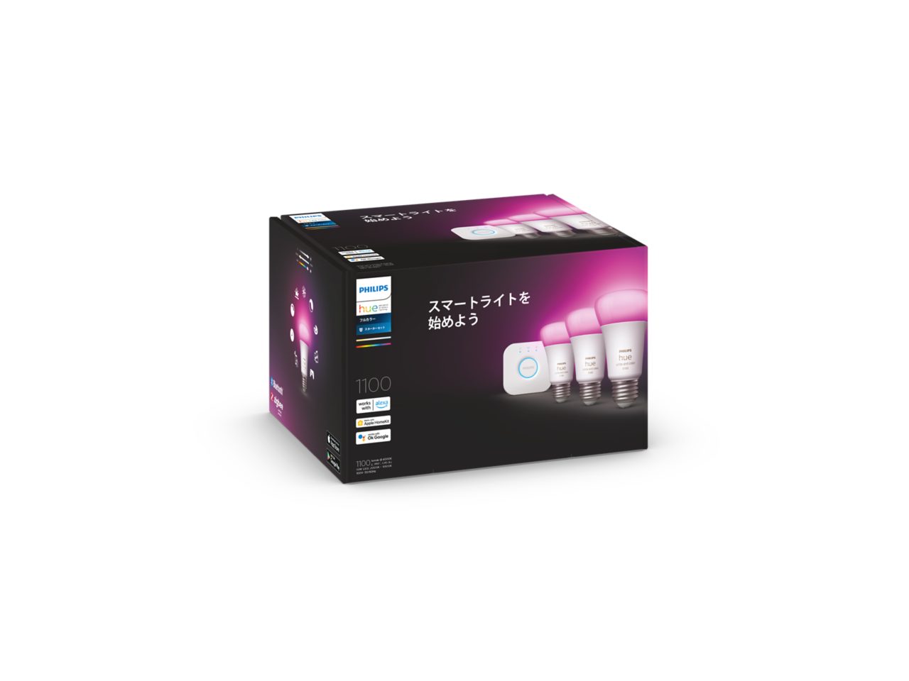 Hue スターター キット: E26 LED 電球 フルカラー 3 個 + Hue Hue スターター キット: E26 LED 電球 フルカラー 3 個 + Hue
