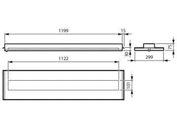 Dimension Drawing (without table) - RC453B 28S/840 DLO 9010 ELP3L1200W300B30