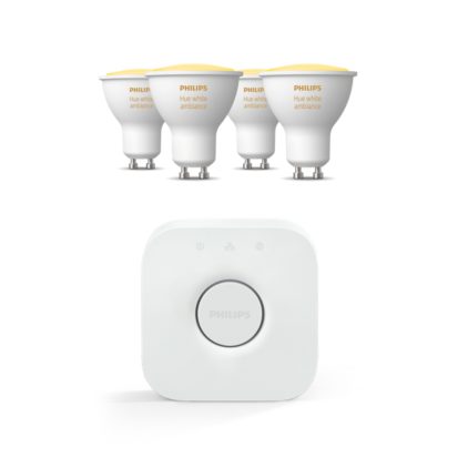 Närbild på framsidan av Paket: 4 GU10 white ambience + Bridge