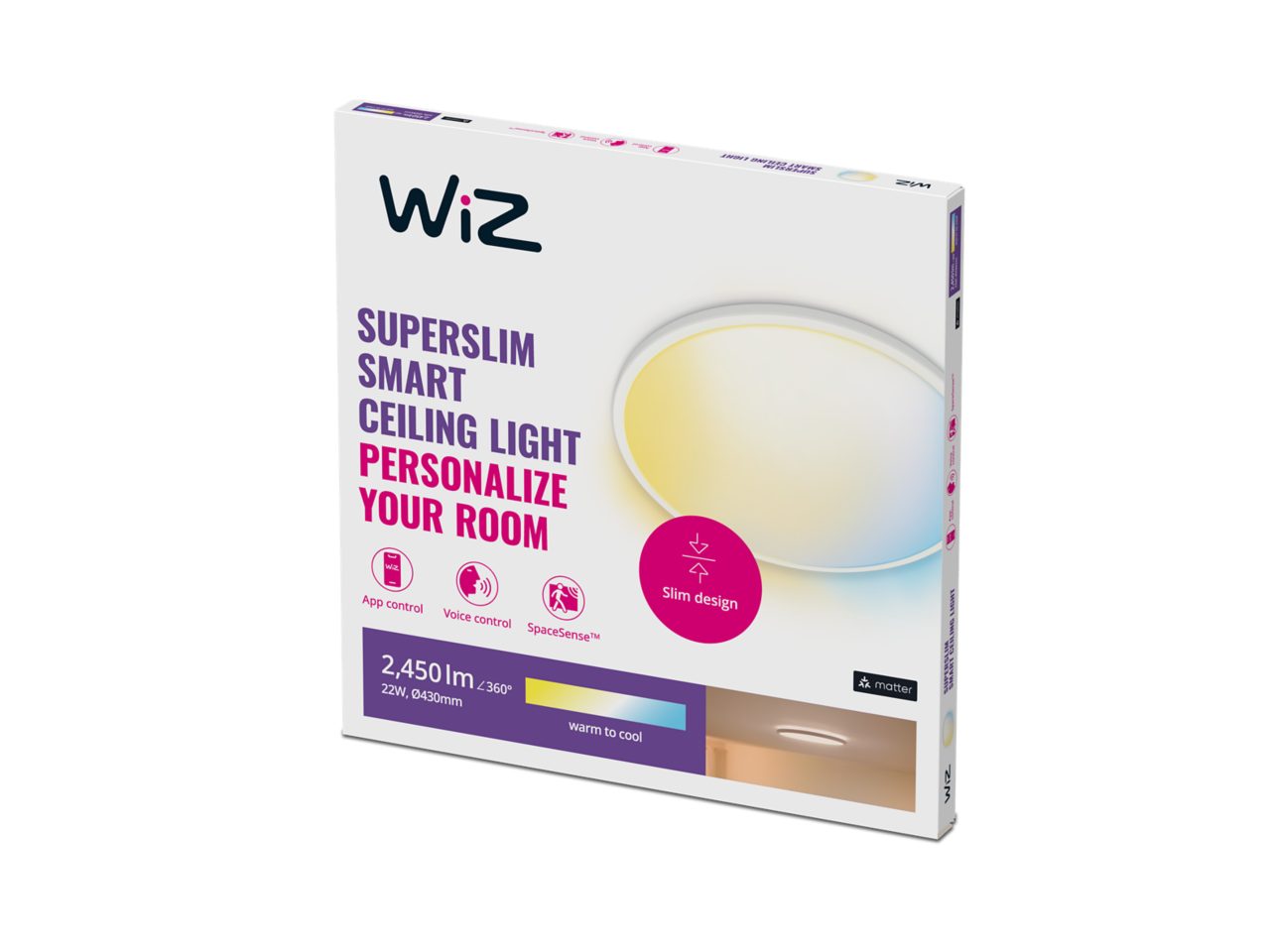 WiZ - Dimbare LED Plafondlamp SUPERSLIM LED/22W/230V wit Wi-Fi