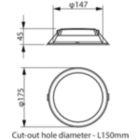 Dimension Drawing (without table) - DN065B G3 LDNR LED10/840 10.5W D150 RD