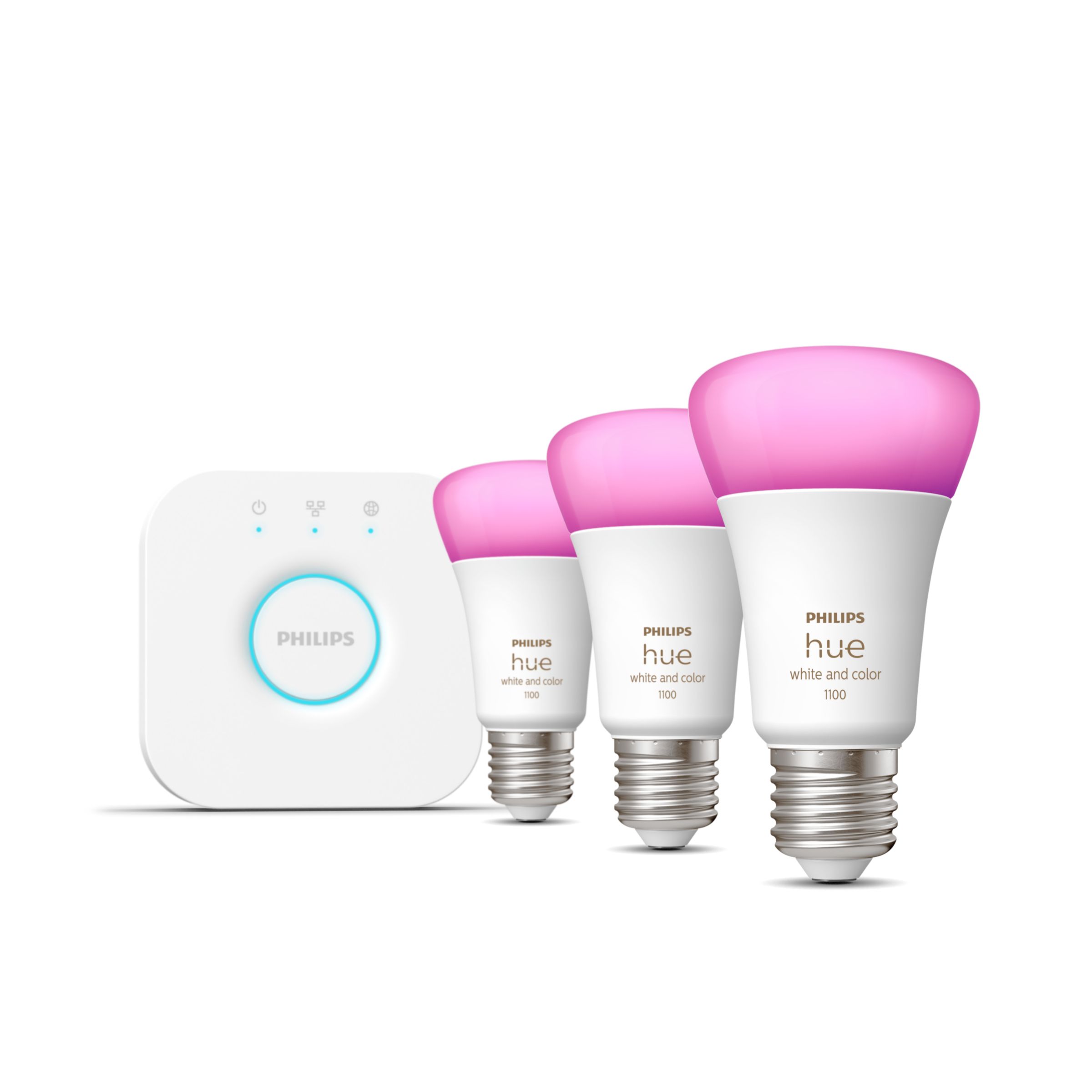 Hue White and color ambiance Starter kit: 3x E27 / ES smart bulbs (1100 lumens) | Philips Hue AU