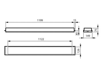 Dimension Drawing (without table) - RC453B 28S/UE840 MXO L1200 W150 B30