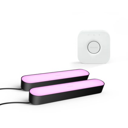 Nahaufnahme der Vorderseite von Set: 2x Play Lightbar schwarz + Bridge