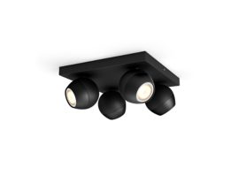 Buckram Viererspot schwarz + Dimmschalter