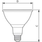 Dimension Drawing (with table) - 10PAR38/LED/950/F25/DIM/GULW/T20 6/1FB