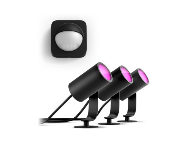 Close up of front of Bundle: 3x Lily spotlights + Outdoor sensor