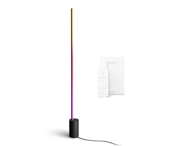 Nahaufnahme der Vorderseite von Set: Gradient Signe Stehleuchte schwarz + Dimmschalter