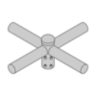 Steel Bracket, Spoke, Quad Spider, 12" Spacing, 2-3/8" OD x 4" Length Tenon
