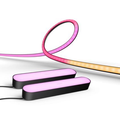 Nahaufnahme der Vorderseite von Set: 2x Play Lightbar schwarz + Play Gradient Lightstrip TV 65"