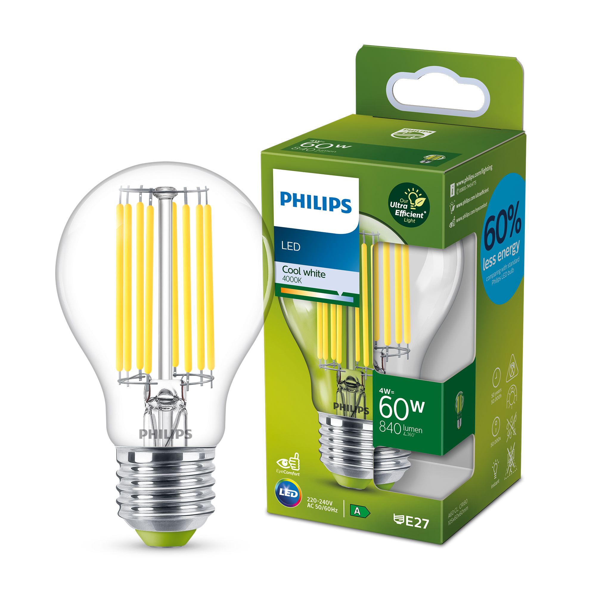 Philips Lot de 3 ampoules halogène traditionnelles E27 Culot à vis 70 Watt 240 V 