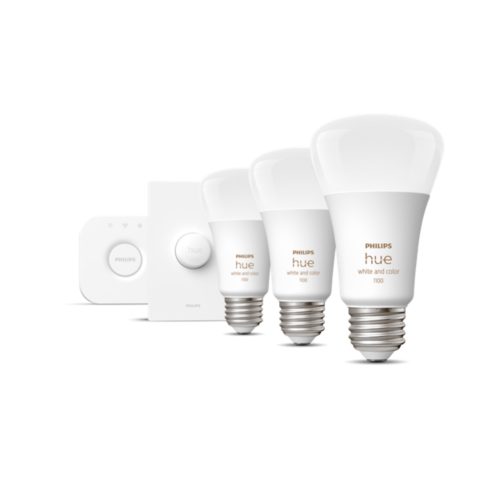 Starter kit: 3 E26 smart bulbs (75 W) + smart button