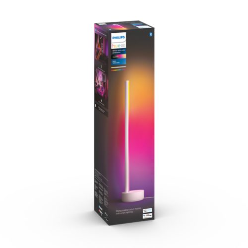 Product packaging for a smart gradient table lamp with white and color ambiance, featuring a vertical lamp image and product details.