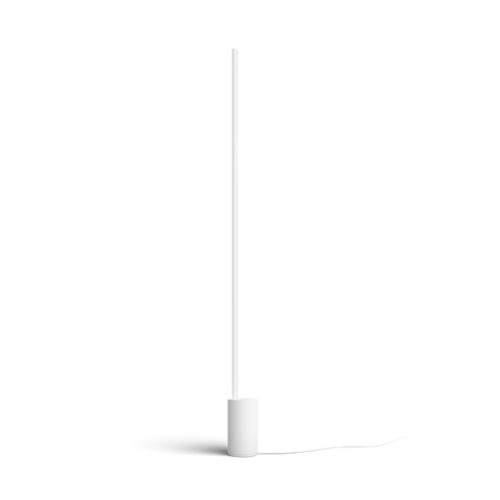 White Gradient Signe floor lamp, cylindrical base with matte finish, slim vertical shape, visible power cord, no switches shown.
