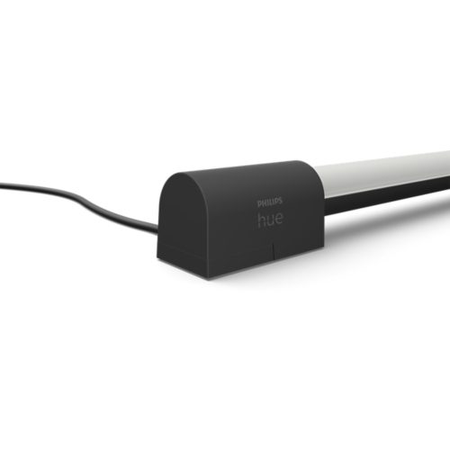 Compact black gradient light tube with a matte finish, rectangular base, rounded top, and visible power cable attached.