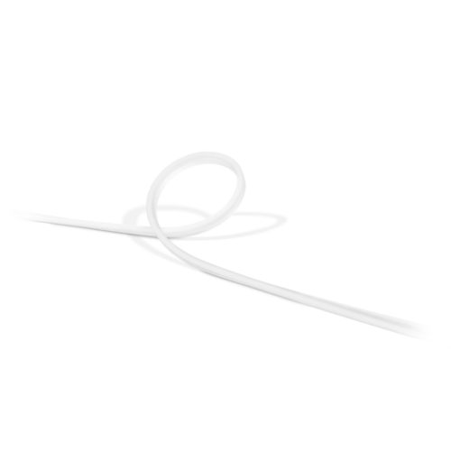 Flexible white smart light strip with a smooth matte finish, shown coiled with no visible switches or ports.
