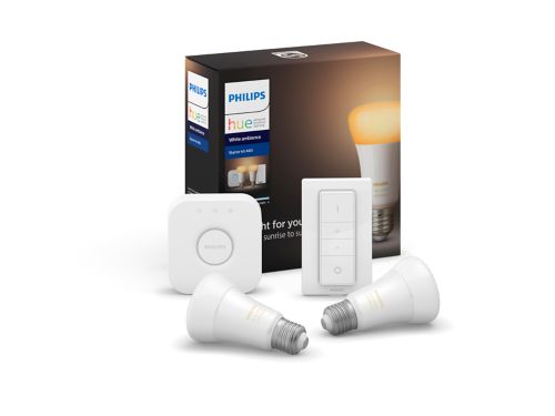 Hue White Ambiance ชุดอุปกรณ์เริ่มต้น: หลอดไฟอัจฉริยะ E27 2 ดวง (800)