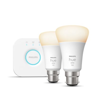 Close up of front of Starter kit: 2 B22 smart bulbs (1100)