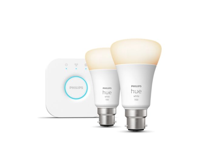 Close up of front of Starter kit: 2 B22 smart bulbs (1100)