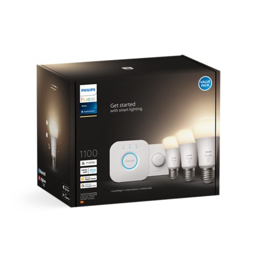 Kit de 3 ampoules connectées E27 + télécommande + Pont Hue PHILIPS