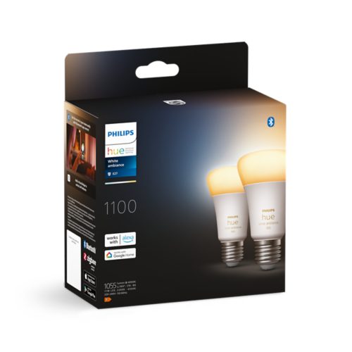 Philips Hue - Pack de 2 ampoules connectées 10W E27 White & Color Ambiance  + Prise connectée + pont de connexion Hue - Accessoires sécurité connectée  - Rue du Commerce