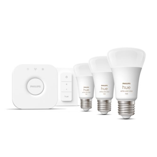 Hue Starter Kit: Dimmer Switch + 3-pack E27 LED Bulbs + Hue Bridge | Philips Hue UK Hue Starter Kit: Dimmer Switch + 3-pack E27 LED Bulbs + Hue Bridge | Philips Hue UK