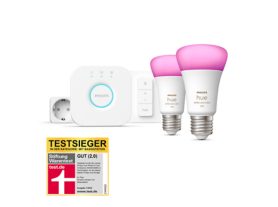 Starter-Set: E27 - Lampe A60 Doppelpack + Dimmschalter + Smart Plug