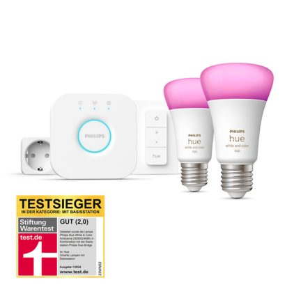 main.alt.text.RTP.Starter-Set: E27 - Lampe A60 Doppelpack + Dimmschalter + Smart Plug