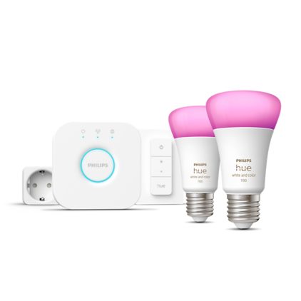 Nærbilde av fronten på Startsett: 2 stk. E27 lyspærer (1100 lm) + Dimmer switch + Smart plug