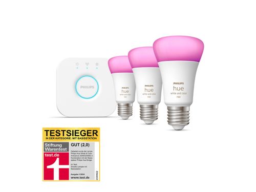 Hue White & Color Ambiance Starter-Set: E27 - Smarte Lampe A60 Dreierpack