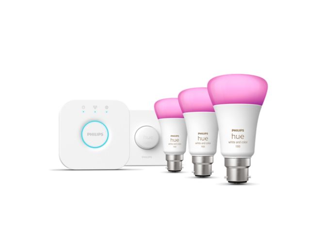 An image of product of the Starter kit: 3 B22 smart bulbs (1100) + smart button