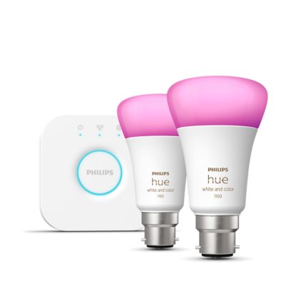 Close up of front of Starter kit: 2 B22 smart bulbs (1100)
