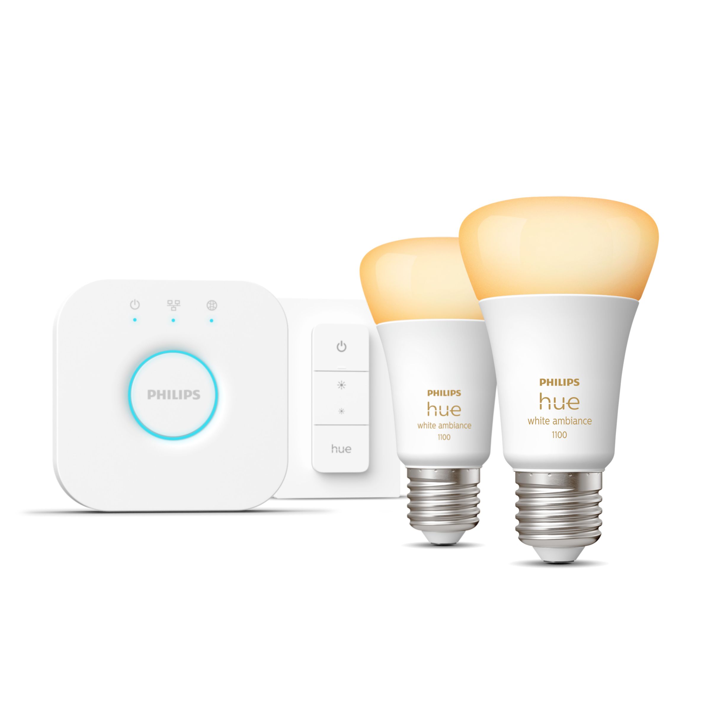 Hue Starter Kit 2 pack E27 LED Bulbs White Ambiance Hue Bridge