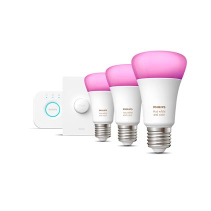 An image of product of the Starter kit: 3 E27 smart bulbs (1100) + smart button