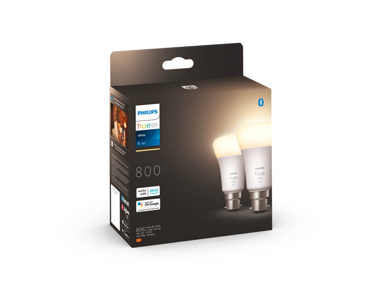 Hue 2-pack A60 B22 9W LED Bulb White | Philips Hue UK
