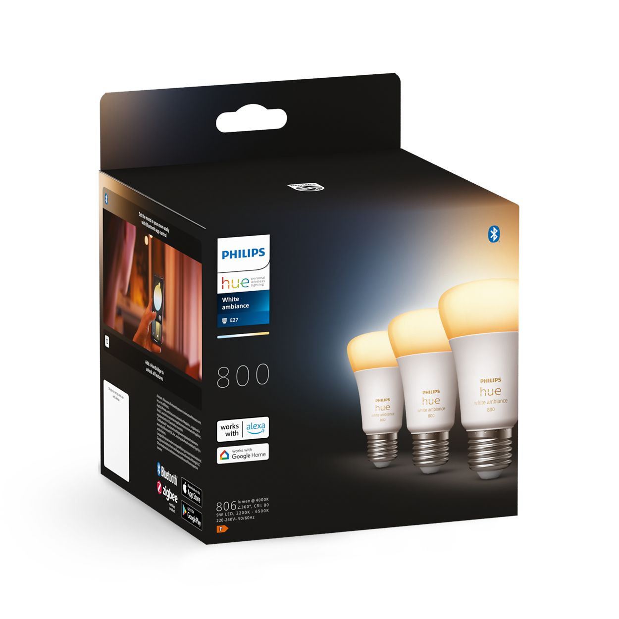 Hue White Ambiance A60 E27 pametna arulja 800 3 komada