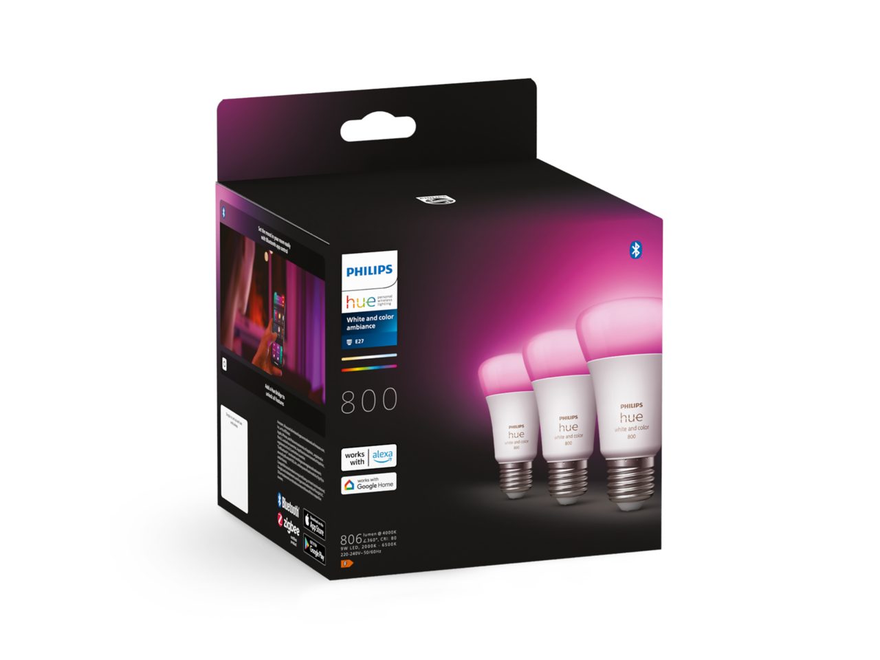 Hue 3-pack A60 E27 LED Bulb – White and Colour Ambiance | Philips