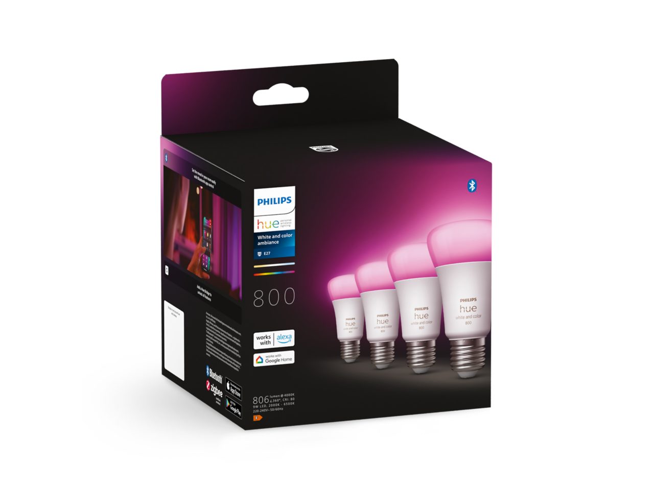 Hue A60 E27 LED-Lampen im 4er Pack - White and Color Ambiance