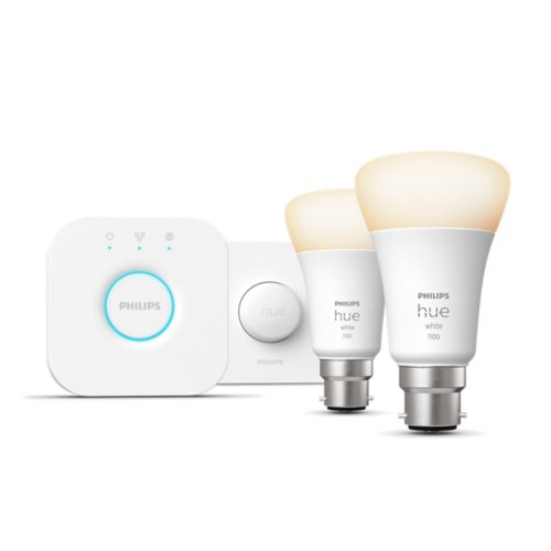 Hue Starter Kit: Smart Button + 2 B22 LED Bulbs White + Hue Bridge