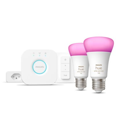 Nahaufnahme der Vorderseite von Starter-Set: E27 Lampe A60 Doppelpack - 1100lm + Dimmschalter + Smart Plug